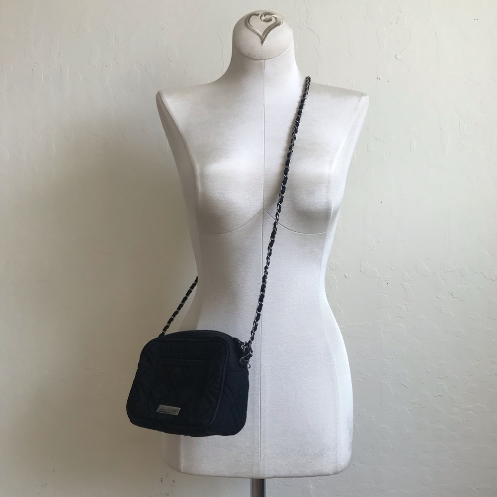 Vera Bradley Small Fabric Clutch Shoulder Crossbody Bag Black